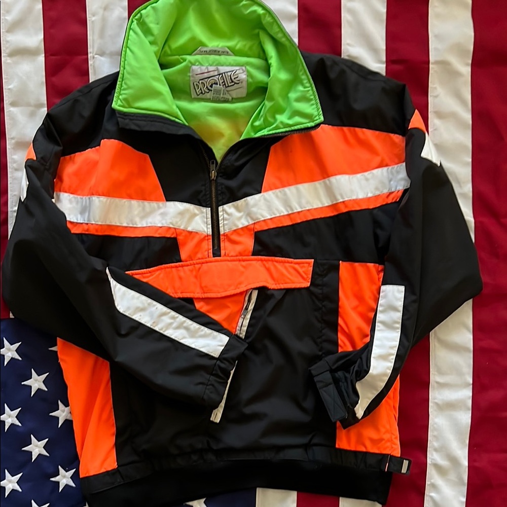 Vintage neon color block jacket